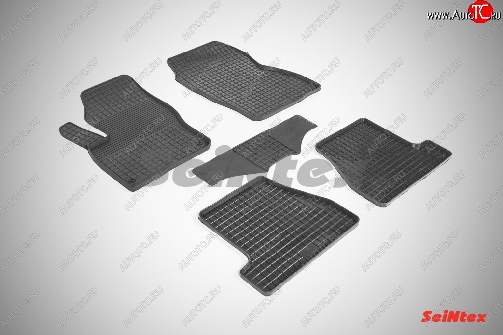 3 269 р. Износостойкие коврики в салон с рисунком Сетка SeiNtex Premium 4 шт. (резина) Ford Focus 3 универсал рестайлинг (2014-2019)  с доставкой в г. Белгород