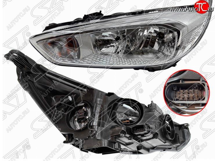 5 249 р. Передняя левая фара SAT (хром, с электрокорректором) Ford Focus 3 универсал рестайлинг (2014-2019)  с доставкой в г. Белгород