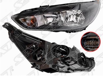 Передняя левая фара SAT (с электрокорректором) Ford Focus 3 универсал рестайлинг (2014-2019) (Черная)