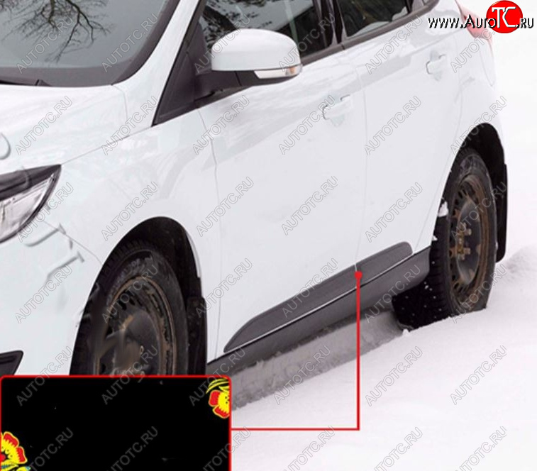 619 р. Молдинг двери задний левый RA Ford Focus 3 универсал рестайлинг (2014-2019) (Поверхность шагрень)  с доставкой в г. Белгород