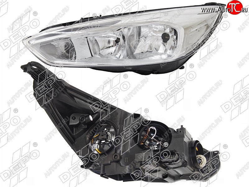 17 699 р. Левая фара DEPO (хром, диодная, с электрокорректором) Ford Focus 3 седан рестайлинг (2014-2019)  с доставкой в г. Белгород
