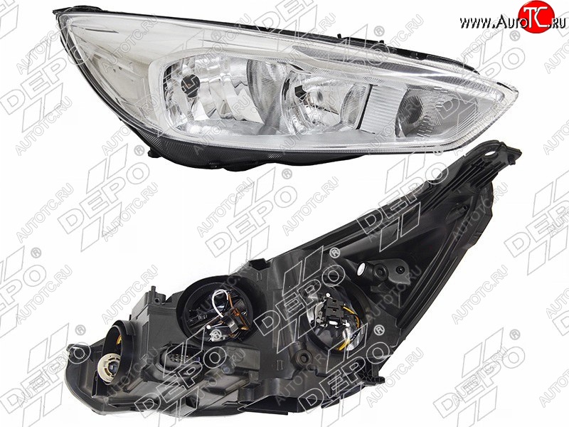 17 699 р. Правая фара DEPO (хром, диодная, с электрокорректором) Ford Focus 3 седан рестайлинг (2014-2019)  с доставкой в г. Белгород