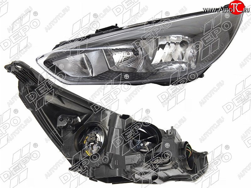 13 349 р. Левая фара DEPO (черная, с электрокорректором) Ford Focus 3 седан рестайлинг (2014-2019)  с доставкой в г. Белгород