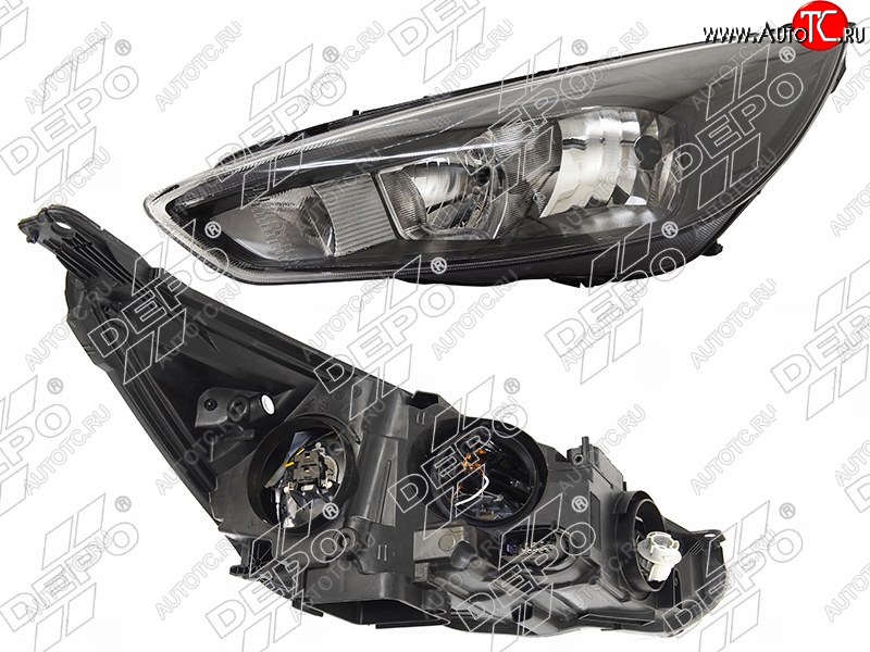 21 199 р. Левая фара DEPO (черная, диодная, с электрокорректором) Ford Focus 3 универсал рестайлинг (2014-2019)  с доставкой в г. Белгород