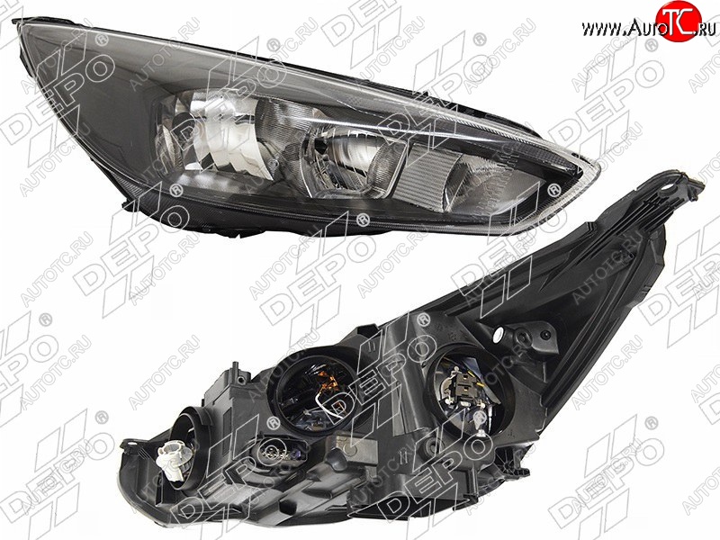 21 199 р. Правая фара DEPO (черная, диодная, с электрокорректором) Ford Focus 3 седан рестайлинг (2014-2019)  с доставкой в г. Белгород