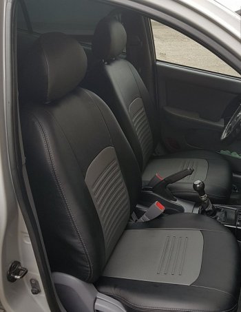 6 799 р. Чехлы для сидений Lord Autofashion Турин (экокожа) Ford Focus 3 универсал рестайлинг (2014-2019) (Чёрный, вставка серая)  с доставкой в г. Белгород. Увеличить фотографию 3
