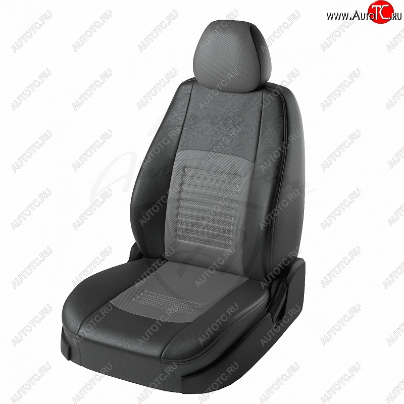 6 799 р. Чехлы для сидений Lord Autofashion Турин (экокожа) Ford Focus 3 универсал рестайлинг (2014-2019) (Чёрный, вставка серая)  с доставкой в г. Белгород