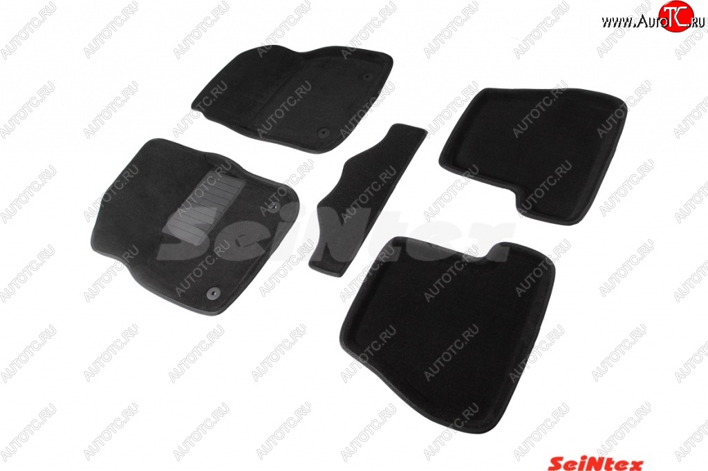 5 449 р. Комплект 3D ковриков в салон (АКПП) Seintex Ford Focus 3 седан дорестайлинг (2011-2015) (Чёрный)  с доставкой в г. Белгород