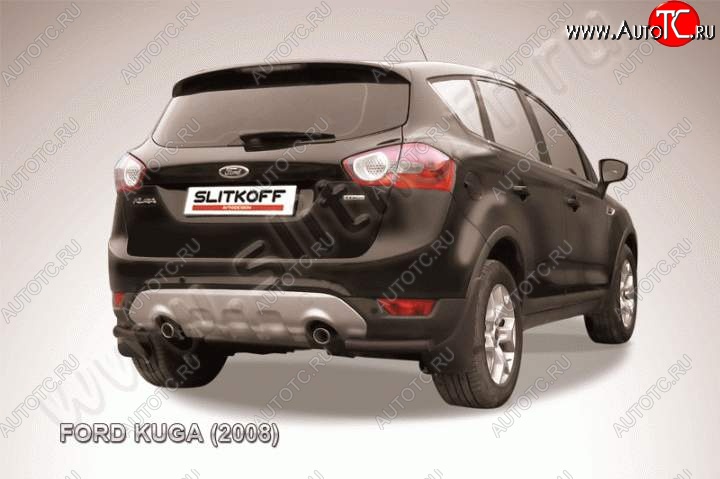 4 549 р. Защита заднего бампера из уголков d57 Slitkoff Ford Kuga 1 (2008-2013) (Цвет: серебристый)  с доставкой в г. Белгород