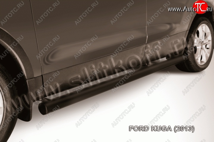 10 599 р. Защита порогов d76 труба Slitkoff Ford Kuga 2 дорестайлинг (2013-2016) (Цвет: серебристый)  с доставкой в г. Белгород