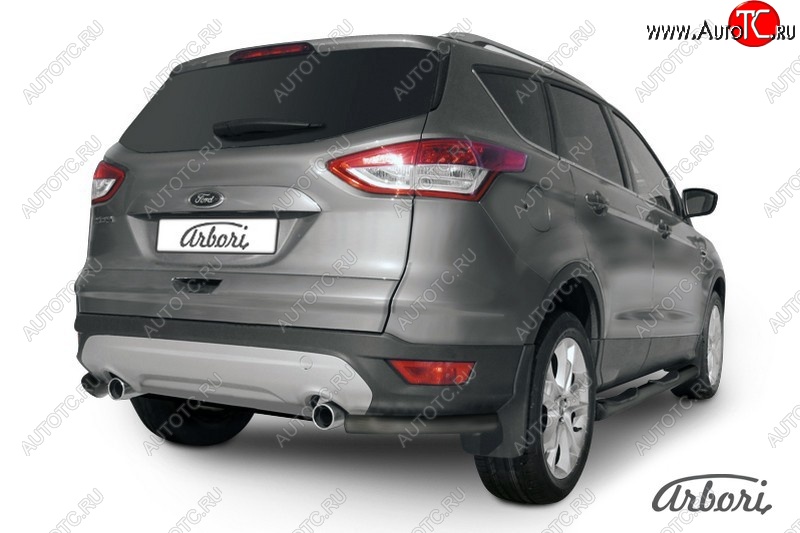 5 399 р. Защита заднего бампера Arbori (уголки, черная, 1 труба d57 mm). Ford Kuga 2 дорестайлинг (2013-2016)  с доставкой в г. Белгород