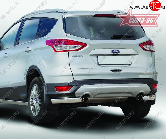 10 799 р. Защита заднего бампера из боковых уголков Souz-96 (d76х42) Ford Kuga 2 дорестайлинг (2013-2016)  с доставкой в г. Белгород