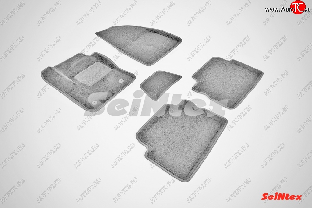 7 049 р. Износостойкие коврики в салон SeiNtex Premium 3D 4 шт. (ворсовые, серые) Ford Kuga 2 дорестайлинг (2013-2016)  с доставкой в г. Белгород