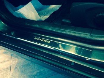 2 179 р. Накладки порожков салона INOX Ford Mondeo MK5 CD391 дорестайлинг седан (2014-2018) (Нержавеющая сталь)  с доставкой в г. Белгород. Увеличить фотографию 3