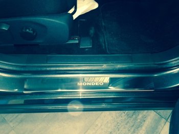 2 179 р. Накладки порожков салона INOX Ford Mondeo MK5 CD391 дорестайлинг седан (2014-2018) (Нержавеющая сталь)  с доставкой в г. Белгород. Увеличить фотографию 4