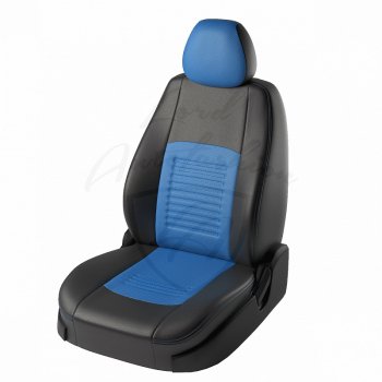 Чехлы для сидений Lord Autofashion Турин (экокожа, 3 места, Комфорт) ГАЗ ГАЗель Next A62,А65 автобус (2016-2025) (Черный, вставка синяя)