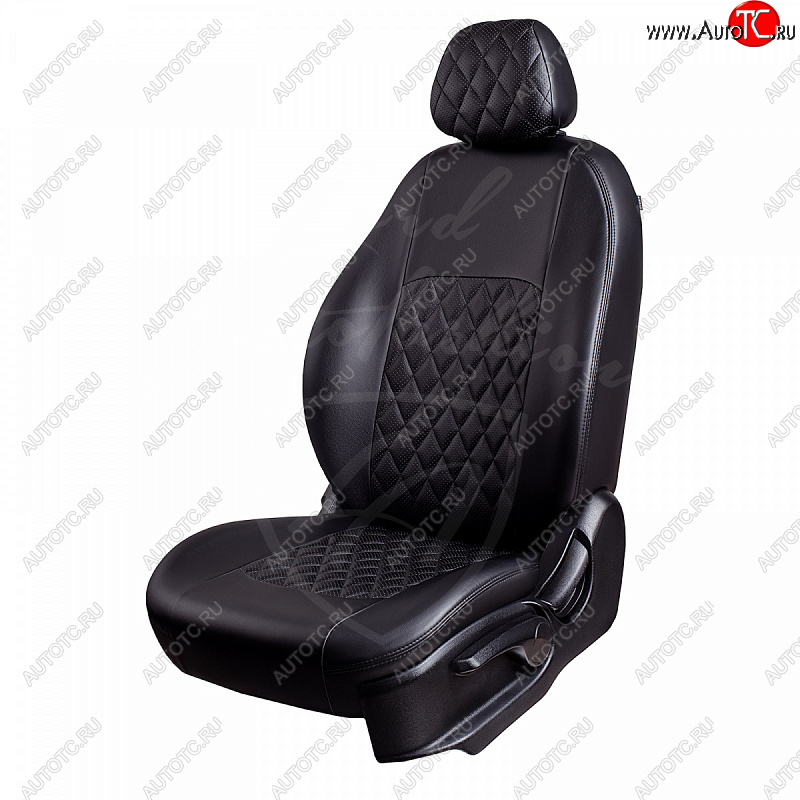 5 549 р. Чехлы для сидений Lord Autofashion Турин Ромб (комплектация Комфорт, 3 места, экокожа) ГАЗ ГАЗель Next A62,А65 автобус (2016-2025) (Черный, вставка черная, строчка черная)  с доставкой в г. Белгород