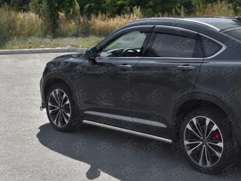 16 449 р. Защита порогов (труба, d63 мм) SLITKOFF Geely Tugella FY11,HPBA4 дорестайлинг (2019-2023) (Торцы с пластиковыми заглушками)  с доставкой в г. Белгород. Увеличить фотографию 3