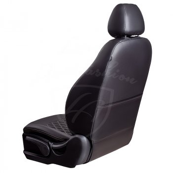 7 199 р. Чехлы для сидений Lord Autofashion Турин Ромб (экокожа, отдельные бока) Geely Emgrand EC7 седан дорестайлинг (2009-2016) (Черный, вставка черная, строчка бежевая)  с доставкой в г. Белгород. Увеличить фотографию 3