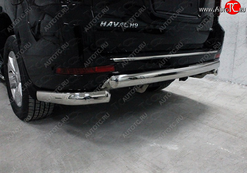 21 699 р. Защита заднего бампера (овальная) ТСС 75х42 мм Haval H9 1-ый рестайлинг (2017-2019)  с доставкой в г. Белгород