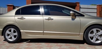 4 099 р. Пороги накладки CentreTuning Honda Civic FD седан дорестайлинг (2005-2008) (Неокрашенные)  с доставкой в г. Белгород. Увеличить фотографию 3