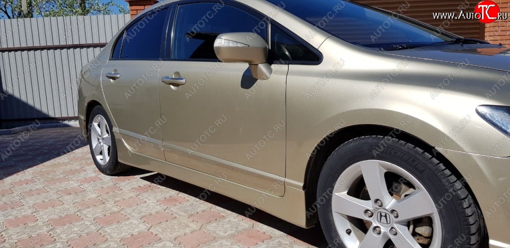 4 099 р. Пороги накладки CentreTuning Honda Civic FD седан дорестайлинг (2005-2008) (Неокрашенные)  с доставкой в г. Белгород