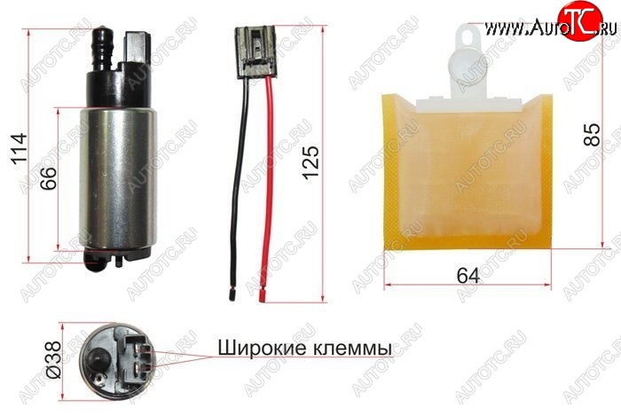 979 р. Насос топливный SAT (12V, 3BAR, 90L / H, V=1500-2200) Suzuki Grand Vitara FTB03 3 двери (1997-2005)  с доставкой в г. Белгород