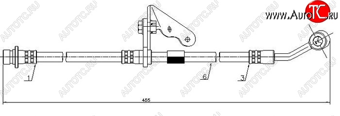 1 079 р. Тормозной шланг SAT (передний, левый, L=455) Honda Civic EJ,EK,EM седан дорестайлинг (1995-1998)  с доставкой в г. Белгород