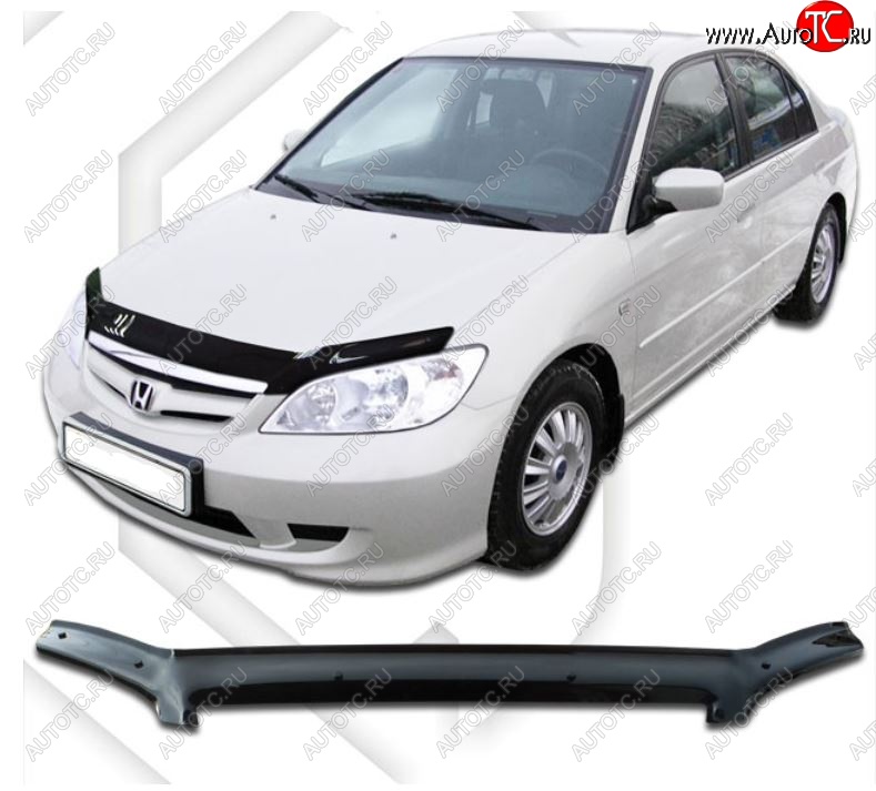 2 199 р. Дефлектор капота SD (ES1) CA-Plastiс Honda Civic ES седан дорестайлинг (2000-2003) (Classic черный, Без надписи)  с доставкой в г. Белгород