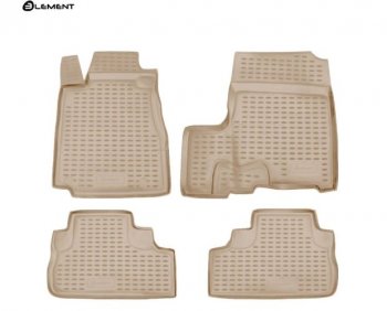 Комплект 3D ковриков салона Element (полиуретан) (с савбуфером) Honda CR-V  RE1,RE2,RE3,RE4,RE5,RE7 (2007-2012) дорестайлинг, рестайлинг (Бежевые)