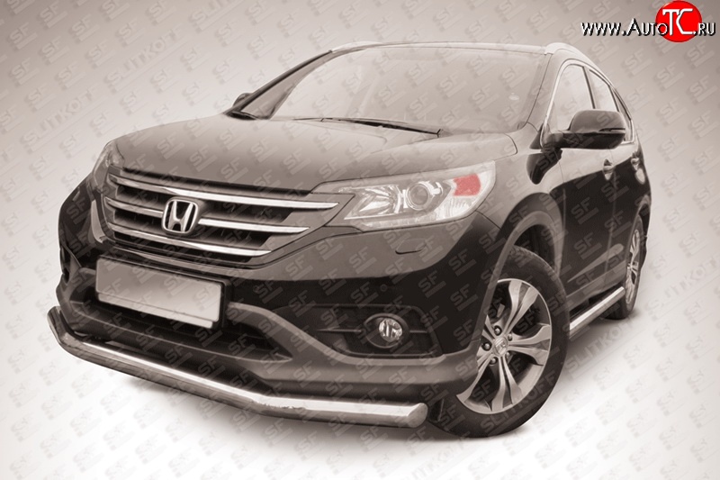 13 749 р. Одинарная защита переднего бампера диаметром 76 мм Slitkoff  Honda CR-V  RM1,RM3,RM4 (2012-2015) дорестайлинг (Нержавейка, Полированная)  с доставкой в г. Белгород