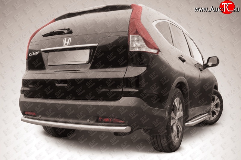 8 999 р. Защита заднего бампера из трубы диаметром 57 мм Slitkoff Honda CR-V RM1,RM3,RM4 дорестайлинг (2012-2015) (Нержавейка, Полированная)  с доставкой в г. Белгород