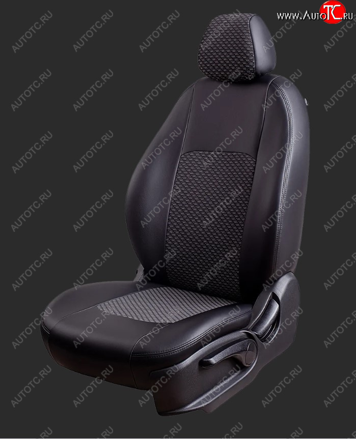 7 249 р. Чехлы для сидений Lord Autofashion Турин (экокожа/жаккард, спинка и сиденье 40/60, 2 П- и 1 Г-образных подголовника) Honda CR-V RM1,RM3,RM4 рестайлинг (2014-2018) (Черный, вставка жаккард Чёрный Люкс-94)  с доставкой в г. Белгород