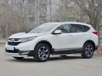 16 399 р. Защита переднего бампера (2 трубыØ63 и 75х42 мм, нержавейка) Russtal Honda CR-V RW,RT дорестайлинг (2016-2020)  с доставкой в г. Белгород. Увеличить фотографию 3