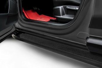 Пороги алюминиевые Slitkoff Honda CR-V  RW,RT (2016-2020) дорестайлинг (Standart Black)