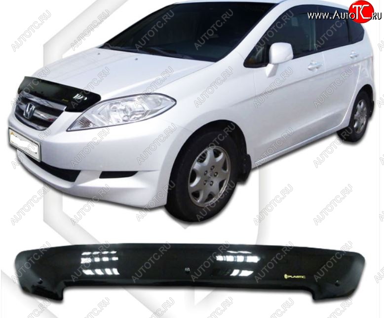 2 079 р. Дефлектор капота (BE1, BE2, BE3, BE4) CA Plastic Honda Edix (2004-2009) (Classic черный, Без надписи)  с доставкой в г. Белгород