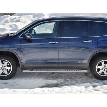 19 399 р. Пороги 120х60 Russtal (овал с поступью) Honda Pilot YF6 дорестайлинг (2016-2019)  с доставкой в г. Белгород. Увеличить фотографию 2