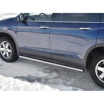 19 399 р. Пороги 120х60 Russtal (овал с поступью) Honda Pilot YF6 дорестайлинг (2016-2019)  с доставкой в г. Белгород. Увеличить фотографию 4