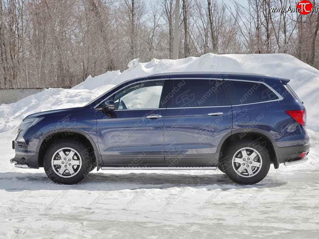 19 399 р. Пороги 120х60 Russtal (овал с поступью) Honda Pilot YF6 дорестайлинг (2016-2019)  с доставкой в г. Белгород