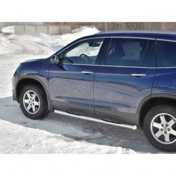 24 549 р. Пороги труба d76 с накладкой SLITKOFF (вариант №1) Honda Pilot YF6 дорестайлинг (2016-2019)  с доставкой в г. Белгород. Увеличить фотографию 3