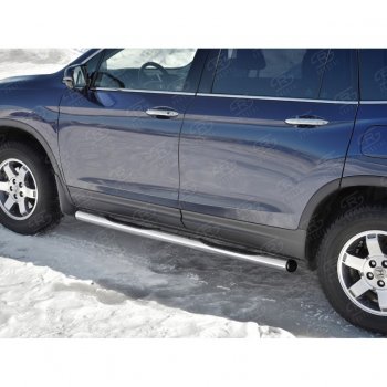 22 549 р. Пороги труба d76 с накладкой SLITKOFF (вариант №2) Honda Pilot YF6 дорестайлинг (2016-2019)  с доставкой в г. Белгород. Увеличить фотографию 4