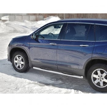 24 549 р. Пороги труба d76 с накладкой SLITKOFF (вариант №3) Honda Pilot YF6 дорестайлинг (2016-2019)  с доставкой в г. Белгород. Увеличить фотографию 3
