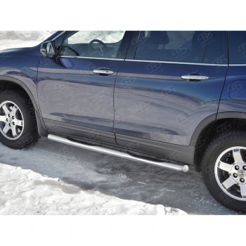 24 549 р. Пороги труба d76 с накладкой SLITKOFF (вариант №3) Honda Pilot YF6 дорестайлинг (2016-2019)  с доставкой в г. Белгород. Увеличить фотографию 4