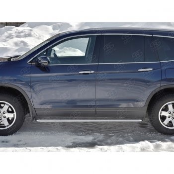 24 649 р. Пороги труба d42 с листом SLITKOFF (вариант №1) Honda Pilot YF6 дорестайлинг (2016-2019)  с доставкой в г. Белгород. Увеличить фотографию 2