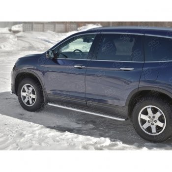 24 649 р. Пороги труба d42 с листом SLITKOFF (вариант №1) Honda Pilot YF6 дорестайлинг (2016-2019)  с доставкой в г. Белгород. Увеличить фотографию 3