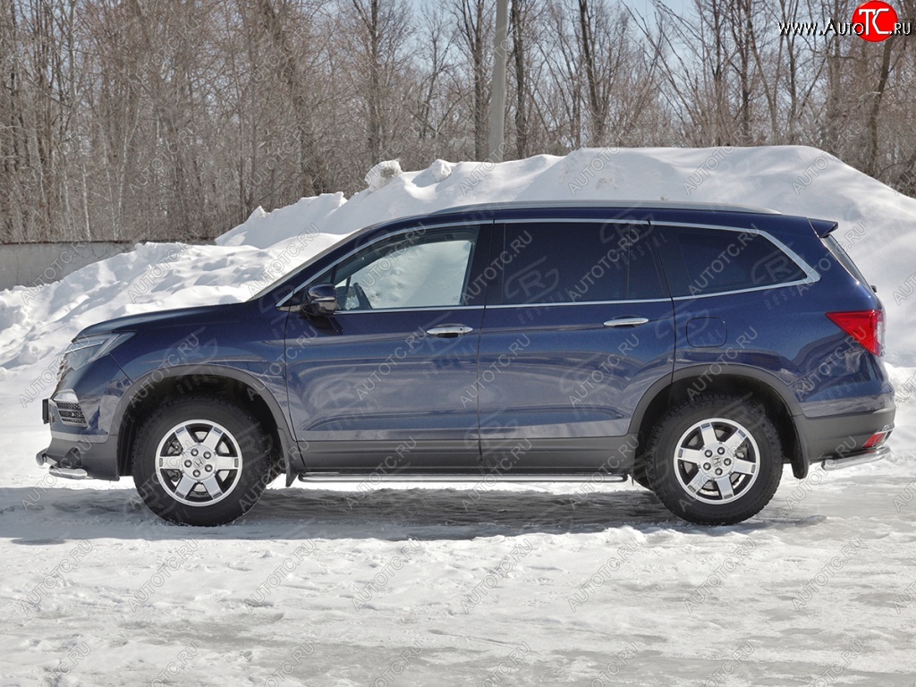 24 649 р. Пороги труба d42 с листом SLITKOFF (вариант №1) Honda Pilot YF6 дорестайлинг (2016-2019)  с доставкой в г. Белгород