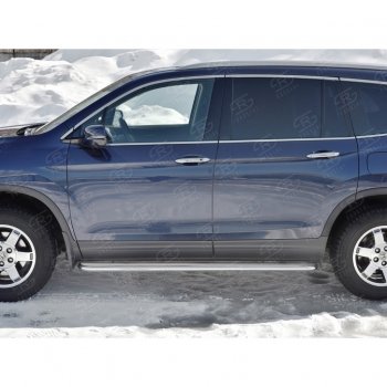 35 549 р. Пороги труба d42 с листом SLITKOFF (вариант №) Honda Pilot YF6 дорестайлинг (2016-2019)  с доставкой в г. Белгород. Увеличить фотографию 2