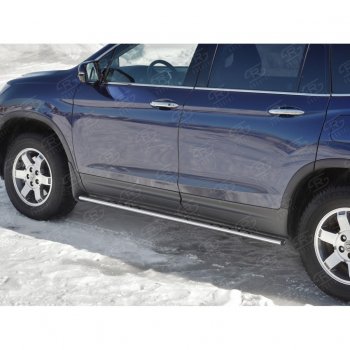16 649 р. Пороги d75х42 Russtal (овал с проступью) Honda Pilot YF6 дорестайлинг (2016-2019)  с доставкой в г. Белгород. Увеличить фотографию 4