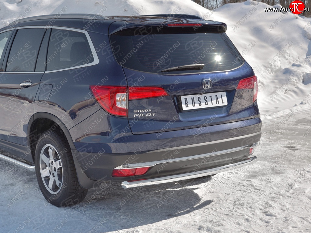 18 999 р. Защита заднего бампера (Ø63 мм, нержавейка) SLITKOFF Honda Pilot YF6 дорестайлинг (2016-2019)  с доставкой в г. Белгород