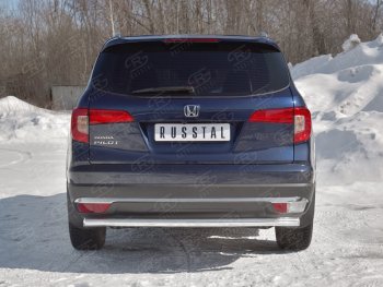 18 999 р. Защита заднего бампера (Ø63 мм, нержавейка) SLITKOFF Honda Pilot YF6 дорестайлинг (2016-2019)  с доставкой в г. Белгород. Увеличить фотографию 4